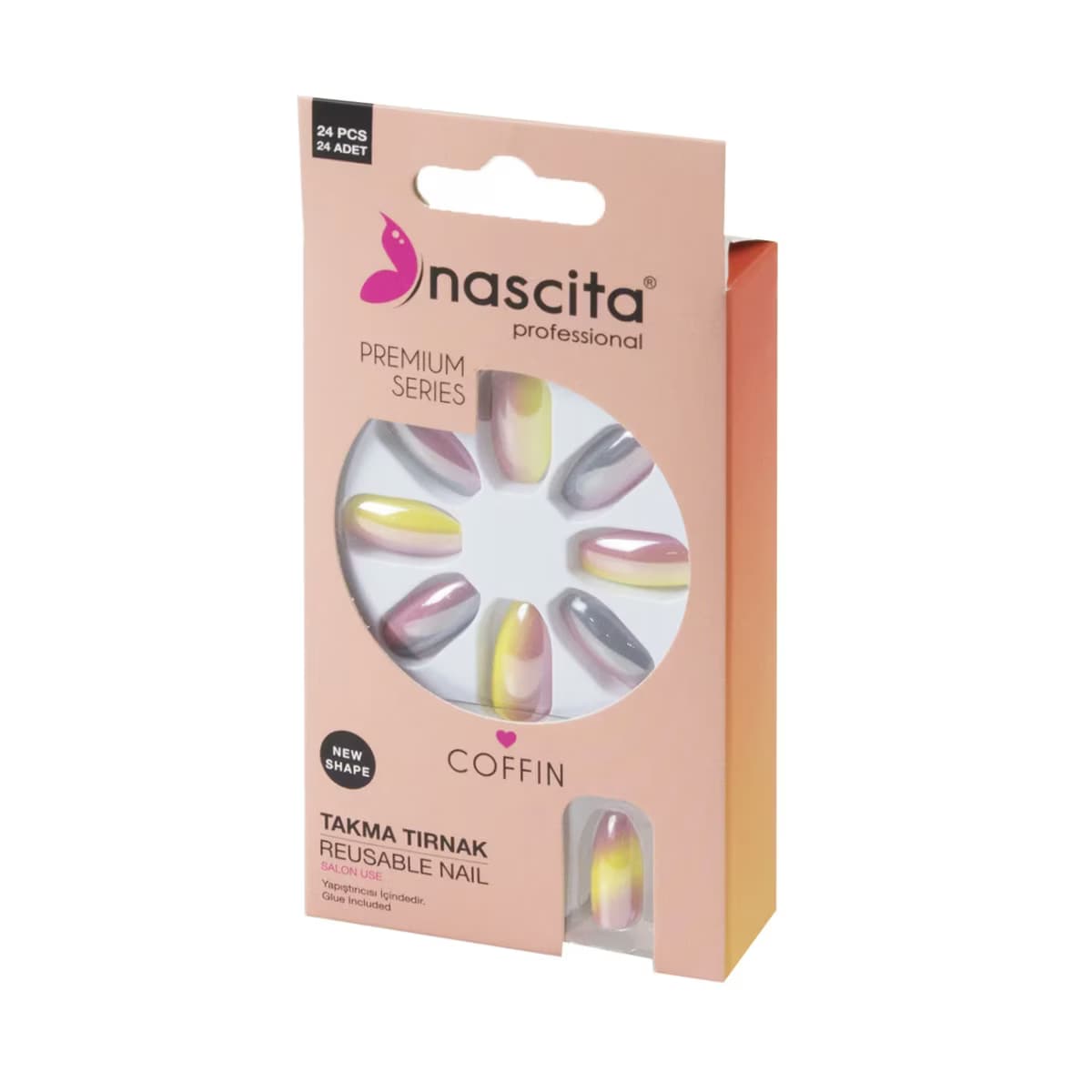Nascita Coffin Renkli Takma Tırnak Premium 184