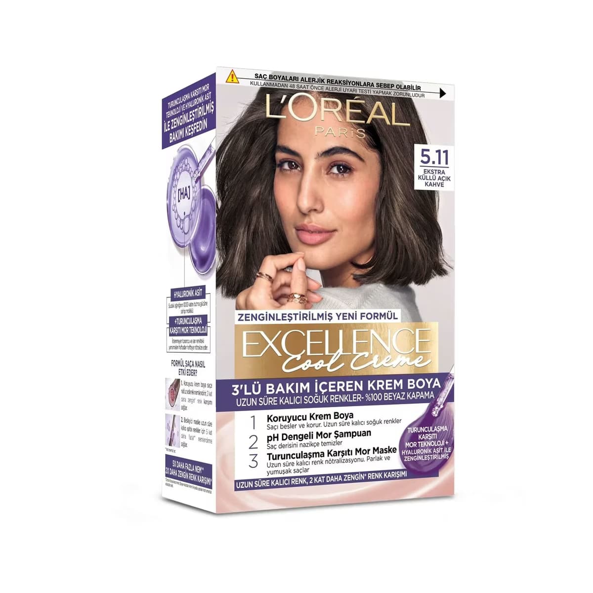 L’Oréal Paris Excellence Cool Creme Saç Boyası Ekstra Küllü Açık Kahve 5.11