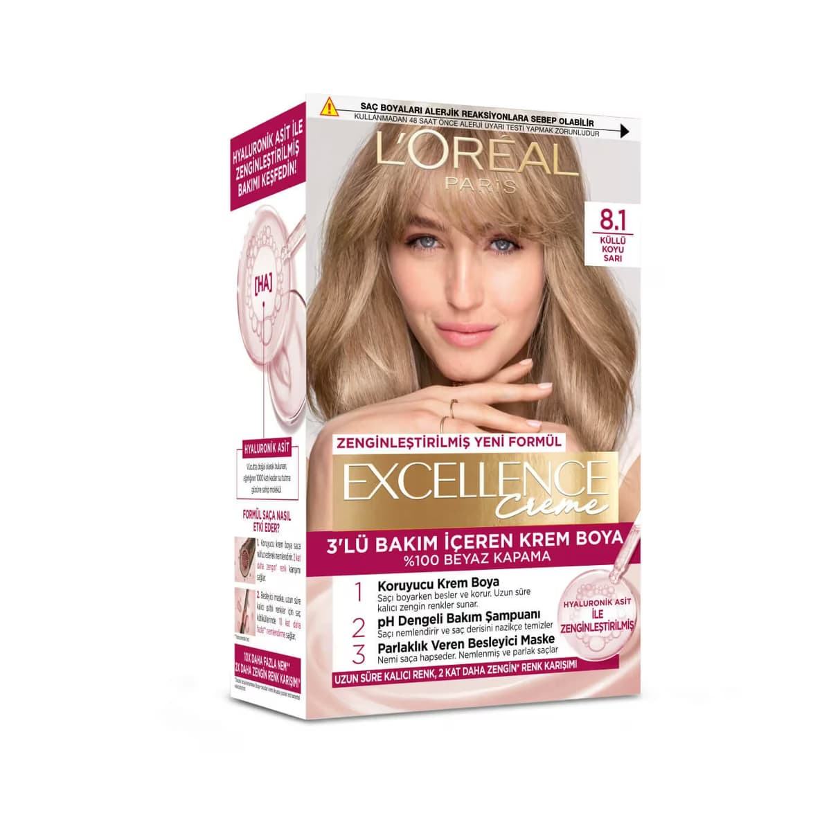 L’Oréal Paris Excellence Creme Saç Boyası Küllü Koyu Sarı 8.1
