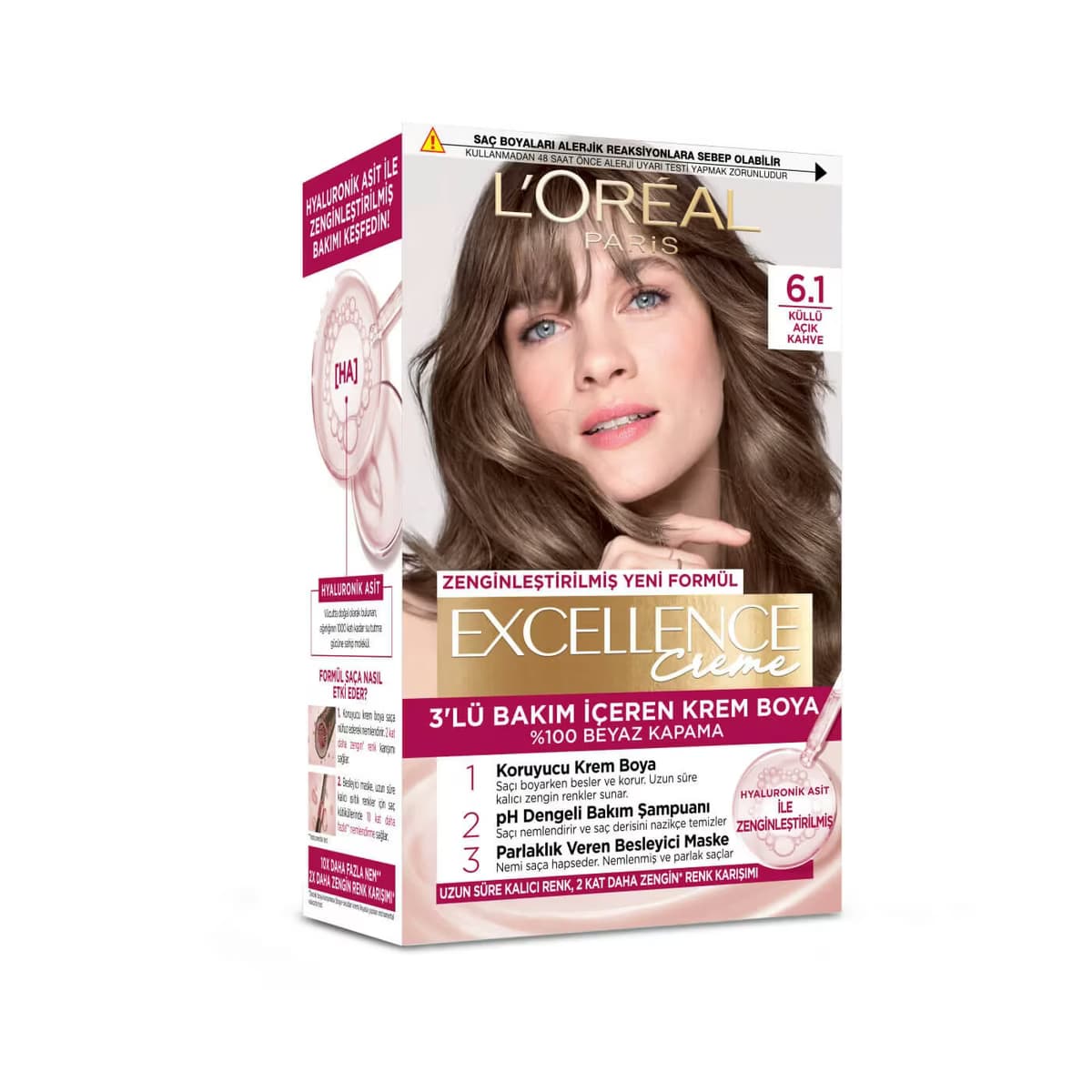 L’Oréal Paris Excellence Creme Saç Boyası Küllü Açık Kahve 6.1