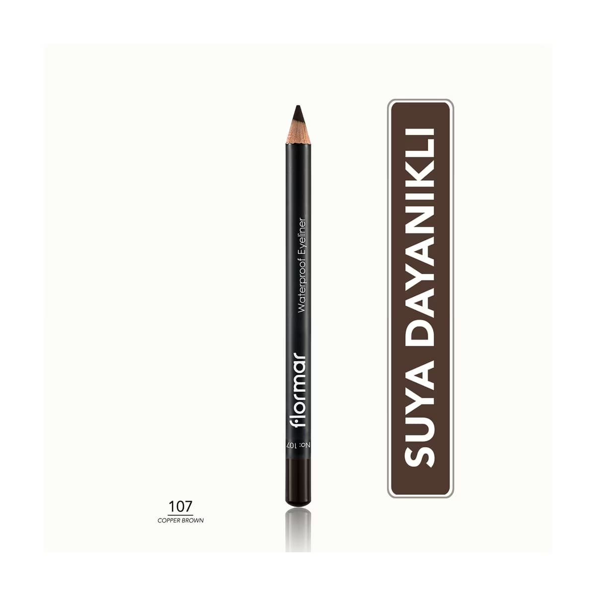 Flormar Suya Dayanıklı ve Yoğun Pigmentli Mat Göz Kalemi 107 Copper Brown - Gratis