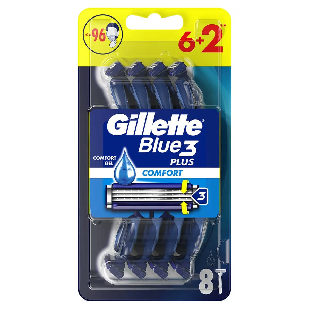 Gillette Blue3 Comfort Kullan At Tıraş Bıçağı 8'li