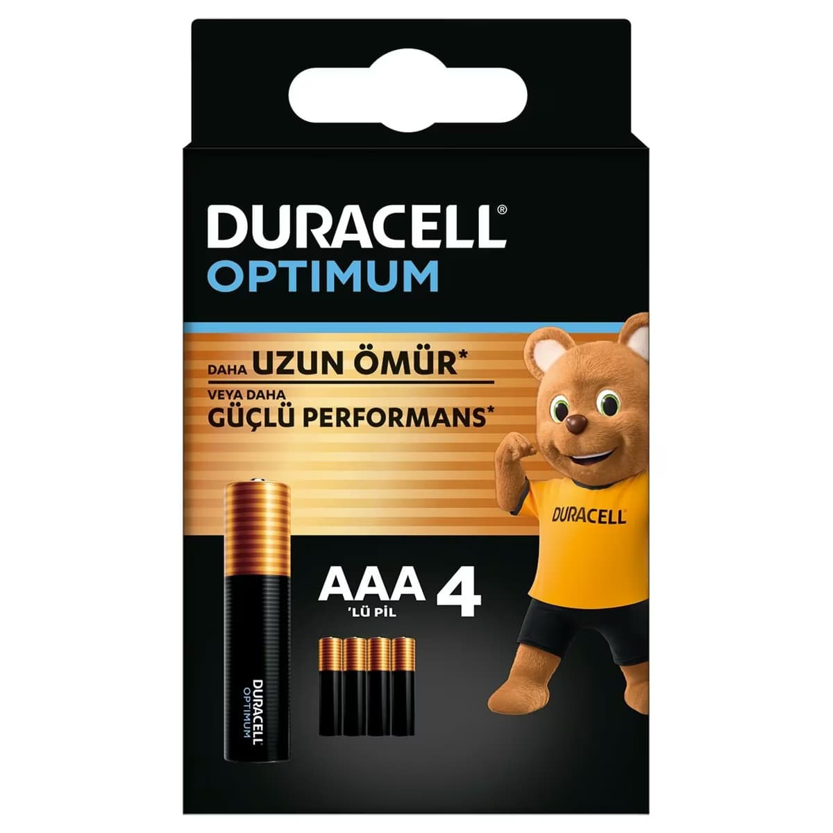 Duracell Optimum AAA Alkalin İnce Kalem Pil 4’lü paket 1,5V, LR6 MX1500