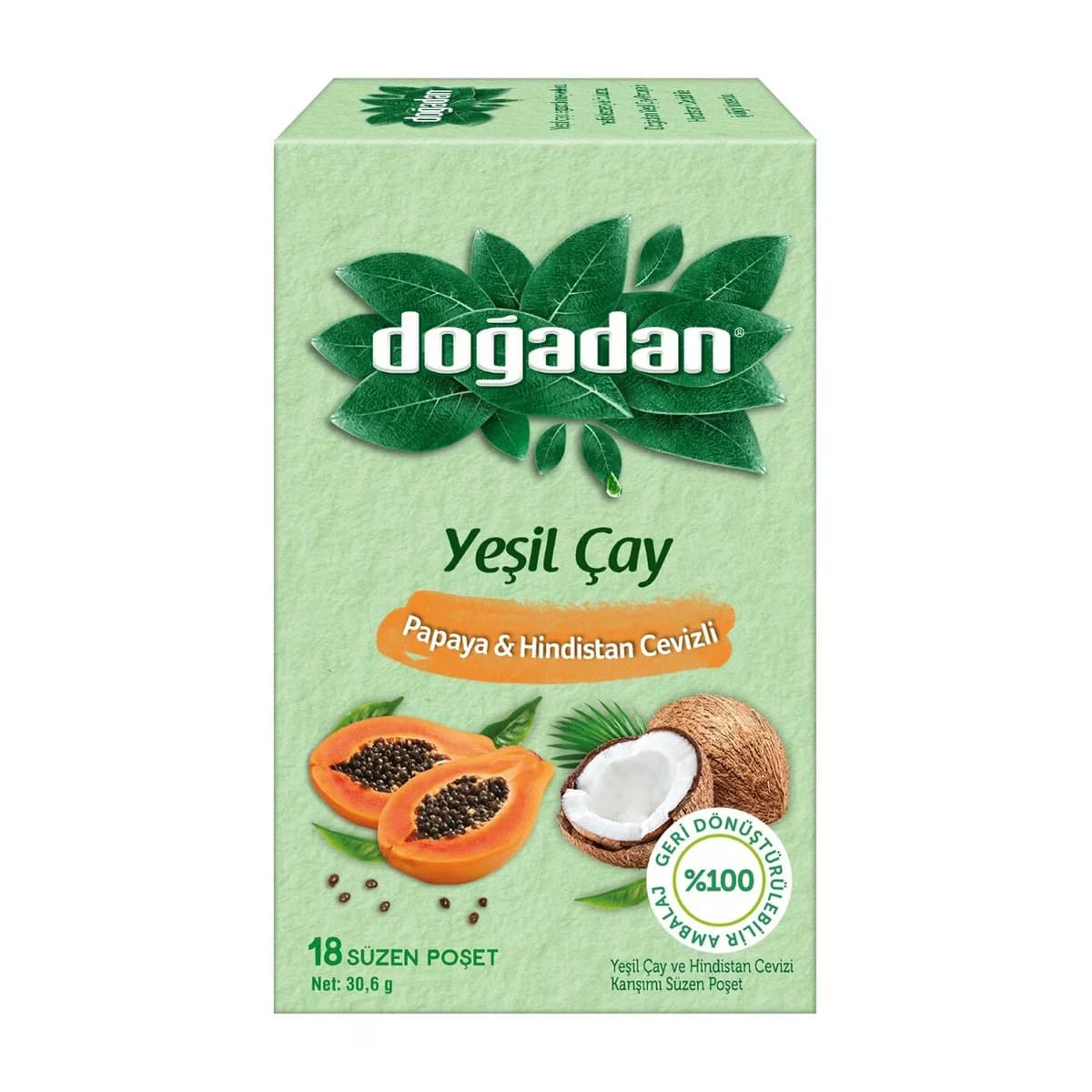 Doğadan Yeşil Çay Papaya & Hindistan Cevizli 18'li