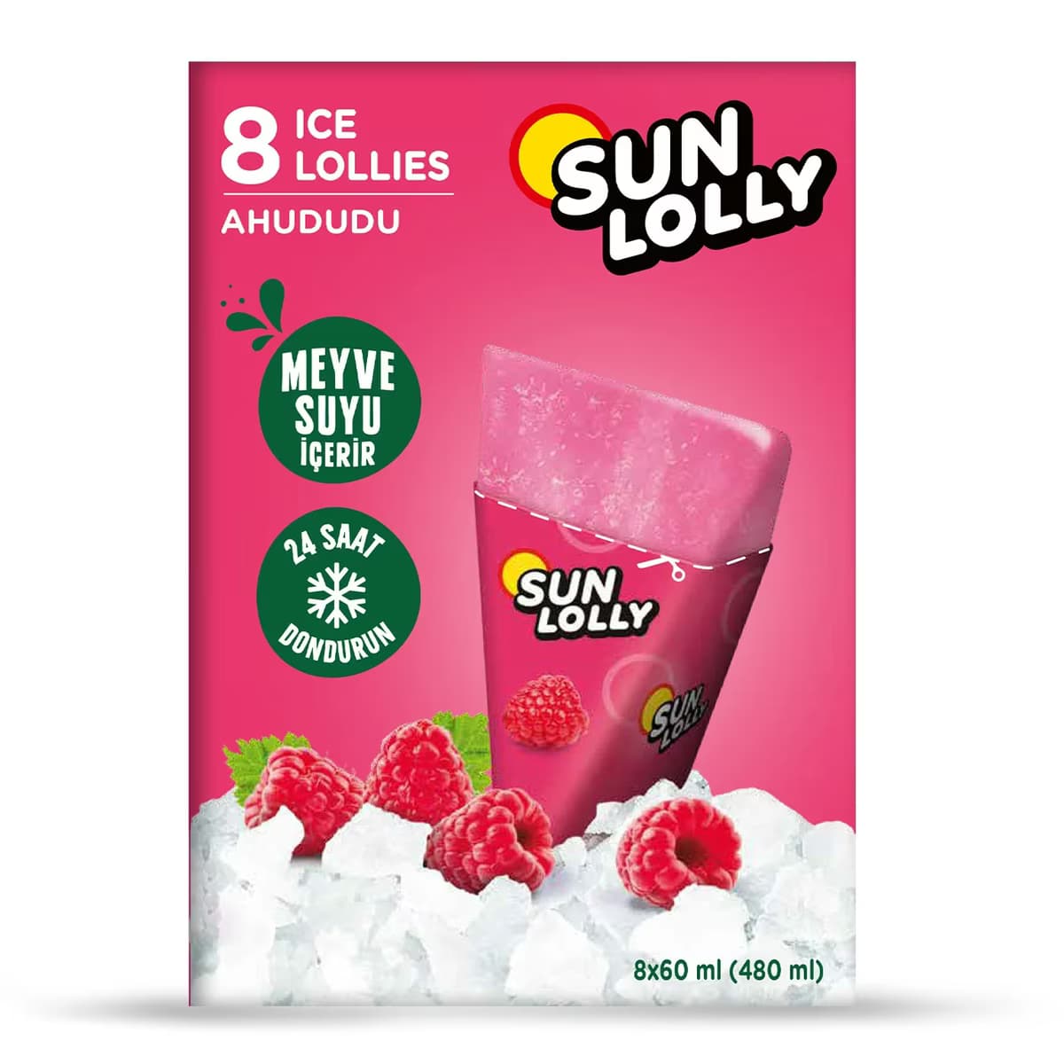Sun Lolly Ahududu Aromalı Su Buzu 8x60 ml