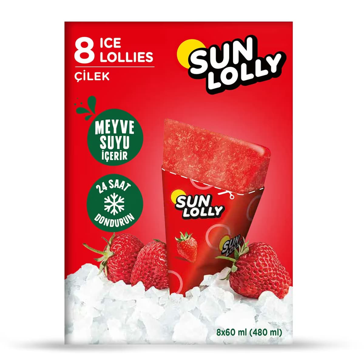 Sun Lolly Çilek Aromalı Su Buzu 8x60 ml