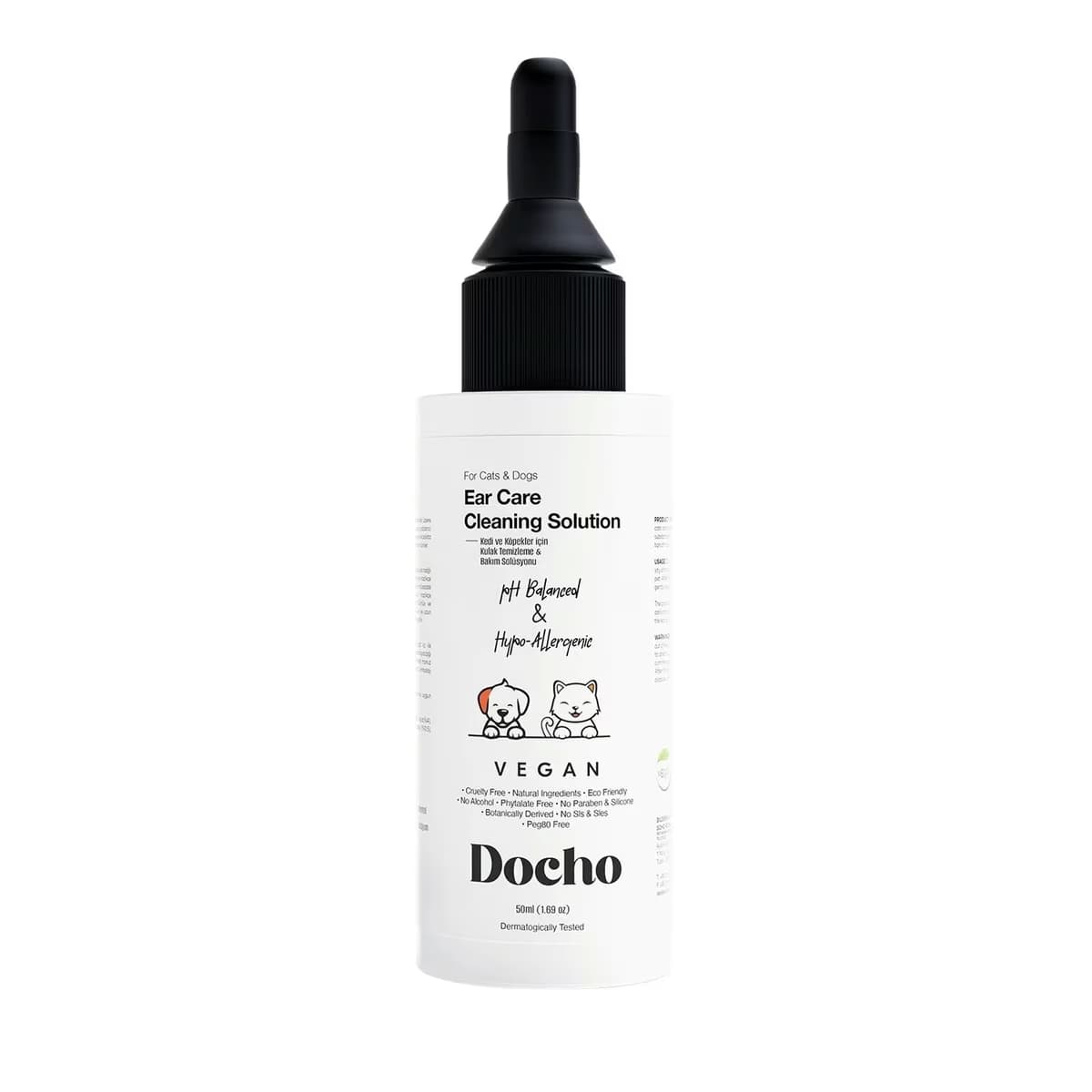 Docho Kedi ve Köpek Kulak Temizleme ve Bakım Solüsyonu 50 ml