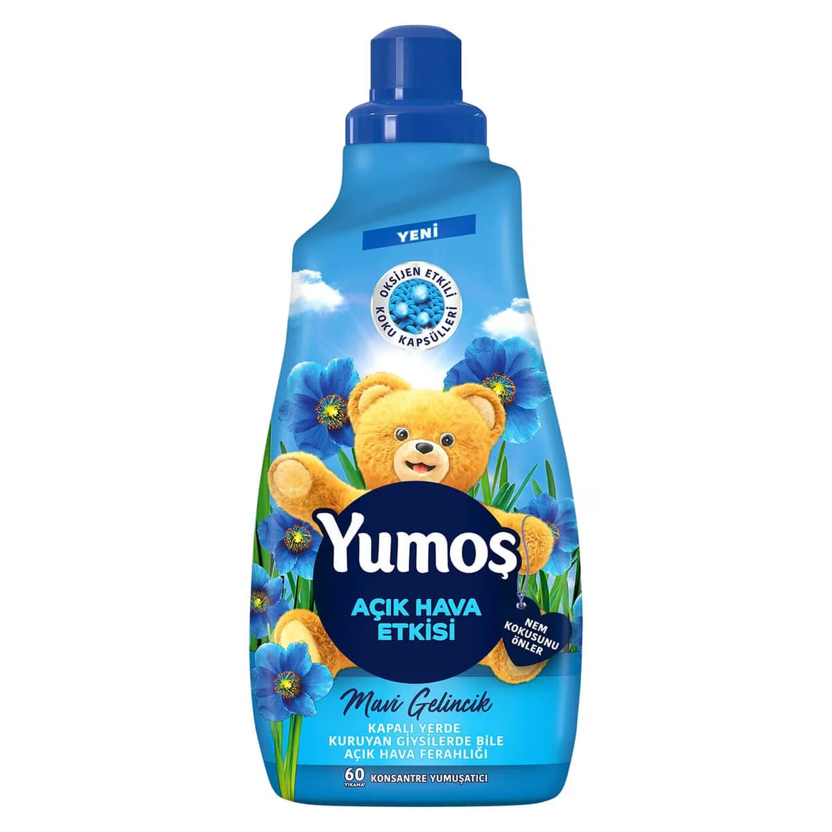 Yumoş Açık Hava Etkisi Konsantre Çamaşır Yumuşatıcısı Mavi Gelincik, 60 Yıkama 1440 ml