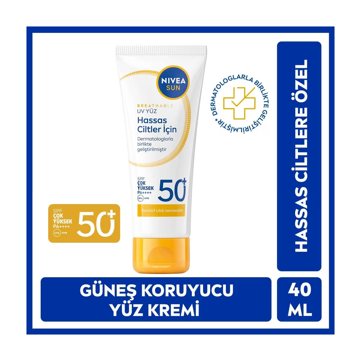 Nivea Sun SPF50 Hassas Yatıştıran Nemlendirici Yüz Güneş Kremi 50 ml - Gratis