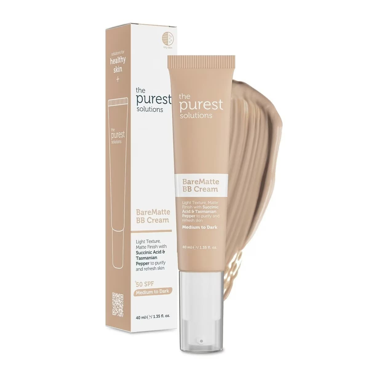 The Purest Solutions Barematte BB Krem Medium to Dark 40 ml