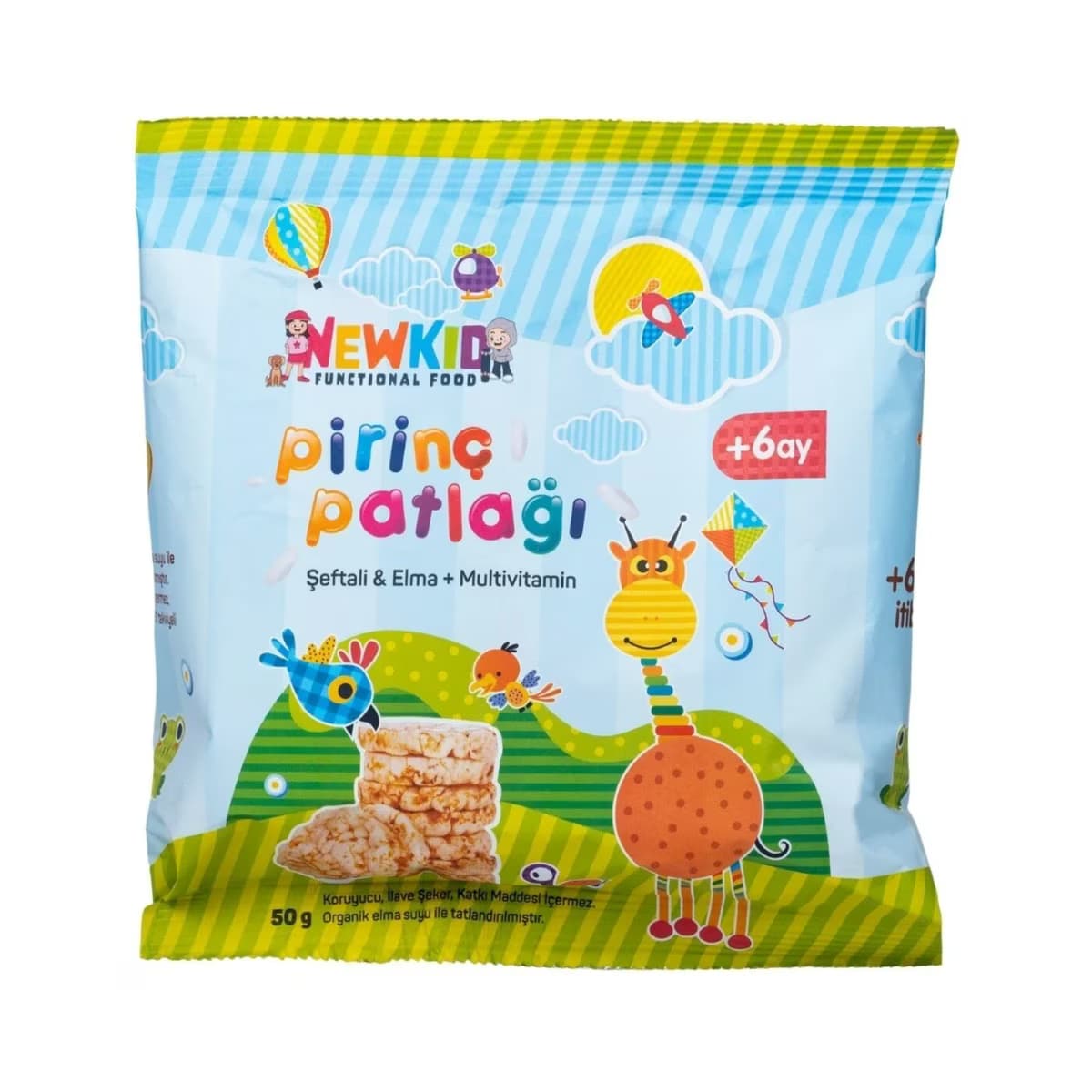 Newkid Fonksiyonel Pirinç Patlağı Şeftali Elma 50 gr