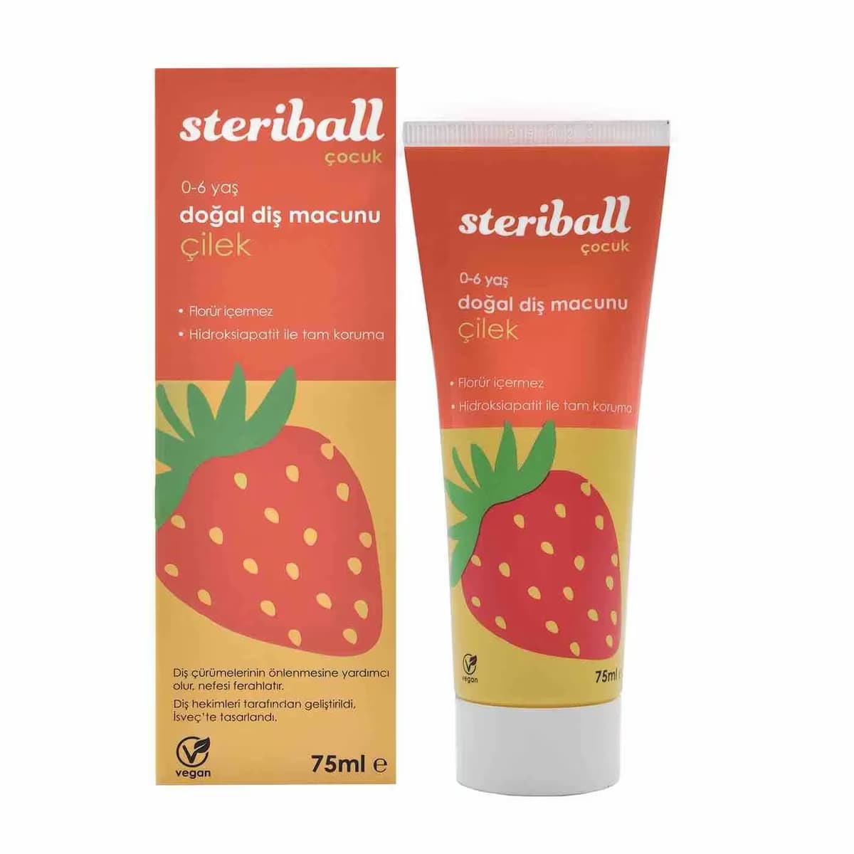Steriball Diş Macunu 0-6 Yaş Çilek Florürsüz 75 ml