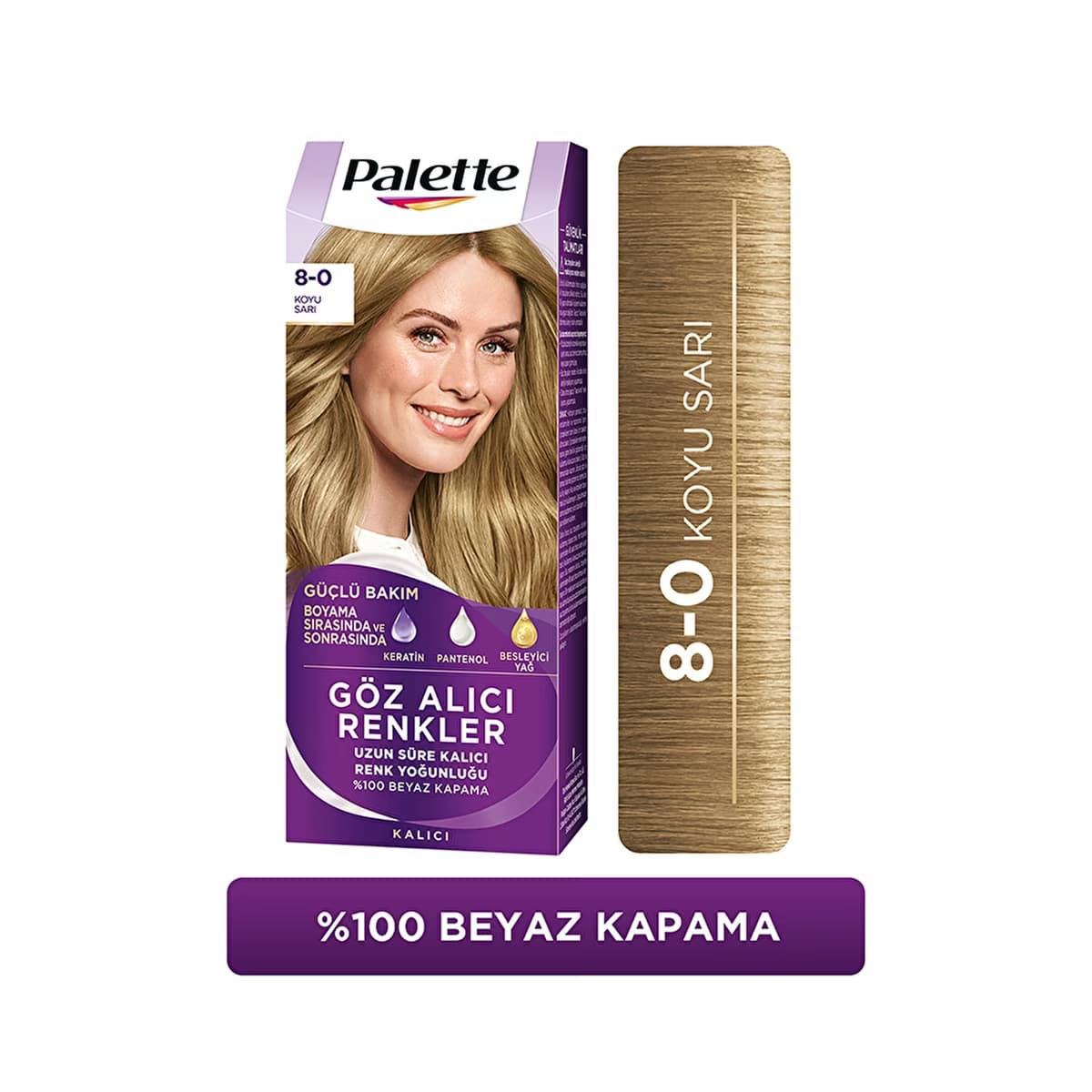 Palette Göz Alıcı Renkler Saç Boyası 8-0 Koyu Sarı - Gratis