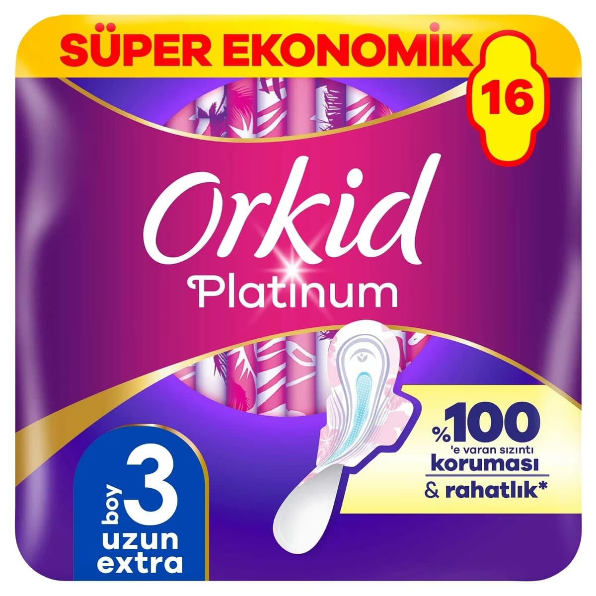 Orkid Hijyenik Ped Platinum Uzun Extra Süper Ekonomik 16 Adet