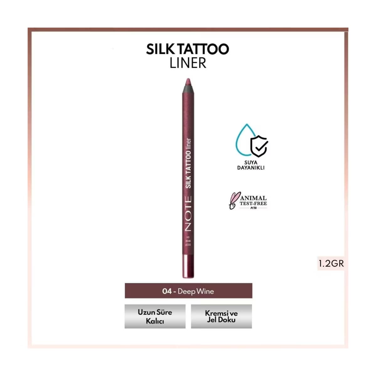Note Silk Tattoo Liner Suya Dayanıklı İpeksi Jel Göz Kalemi 04 Deep Wine - Gratis