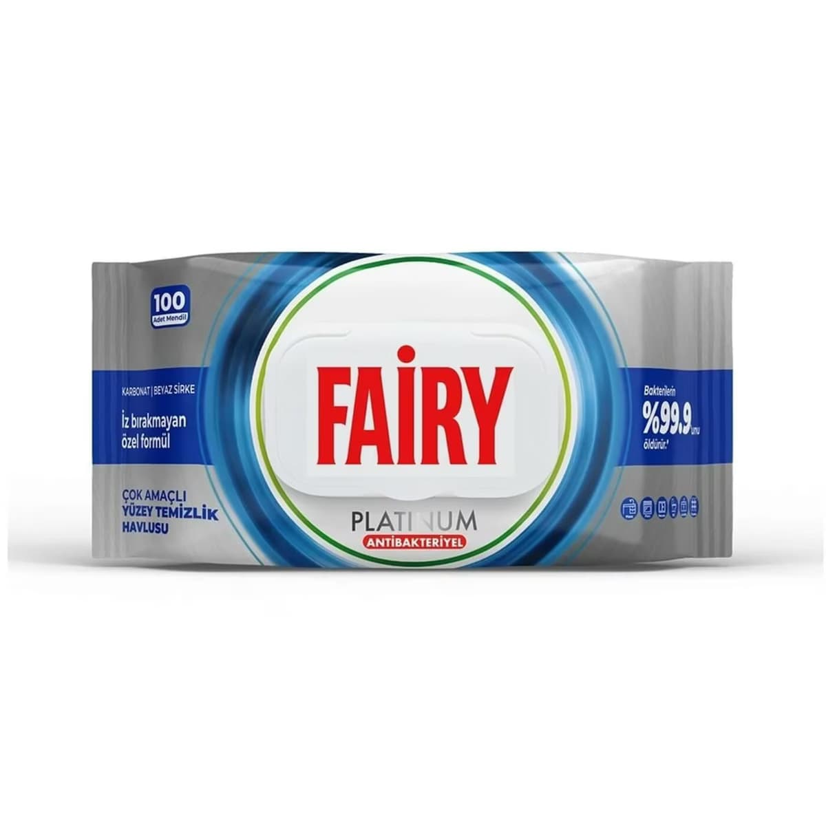 Fairy Platinum Antibakteriyel Yüzey Temizlik Havlusu, Beyaz Sirke & Karbonat, 100 Yaprak