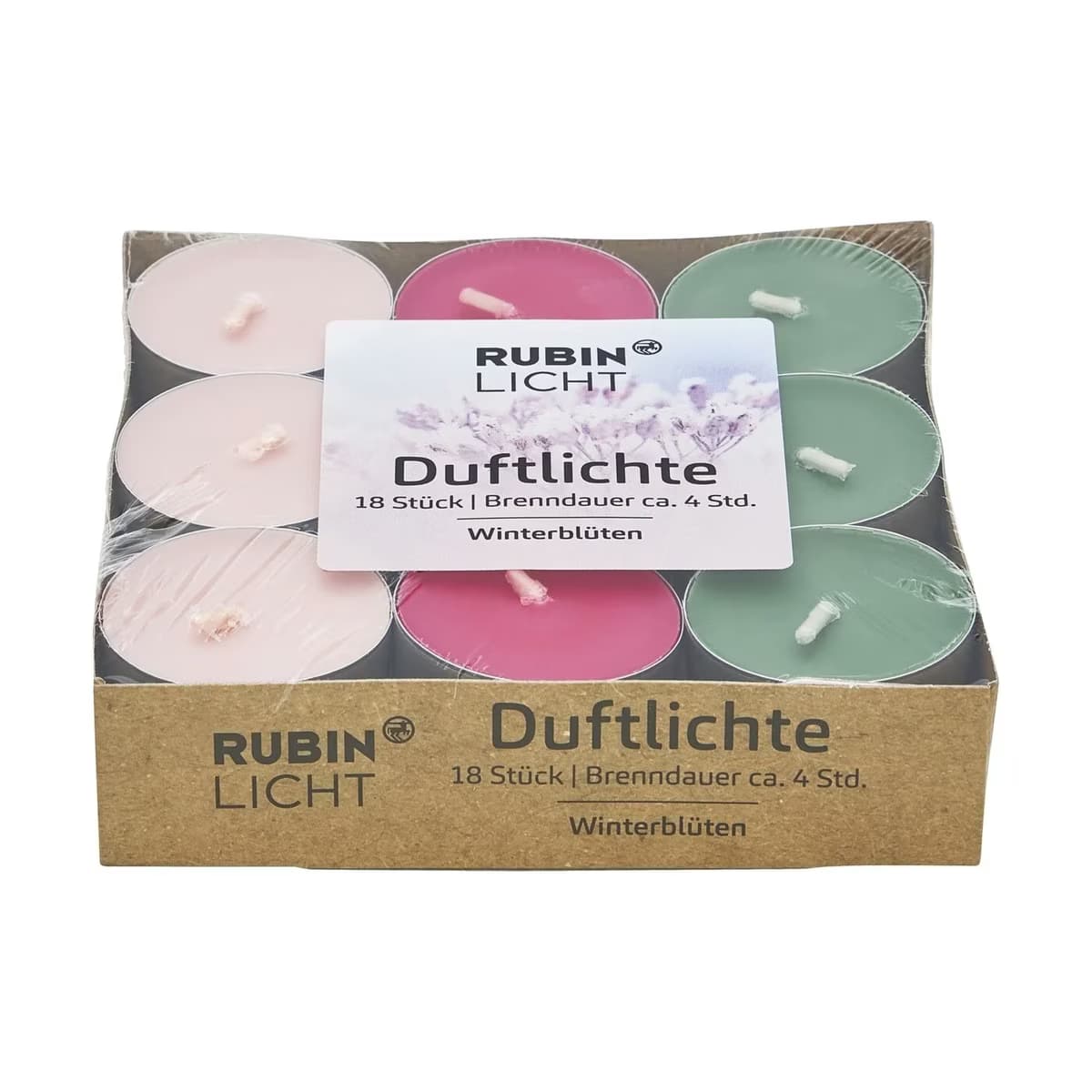 Rubin Licht Tealight Kokulu Mum Kış Çiçekleri 18'li
