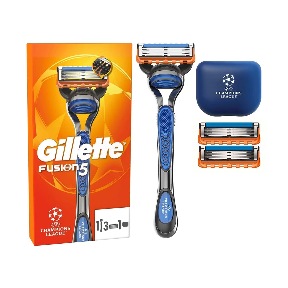 Gillette UEFA Champions League Special Edition Fusion5 Erkekler İçin Tıraş Makinesi (3 Başlıklı) - Gratis