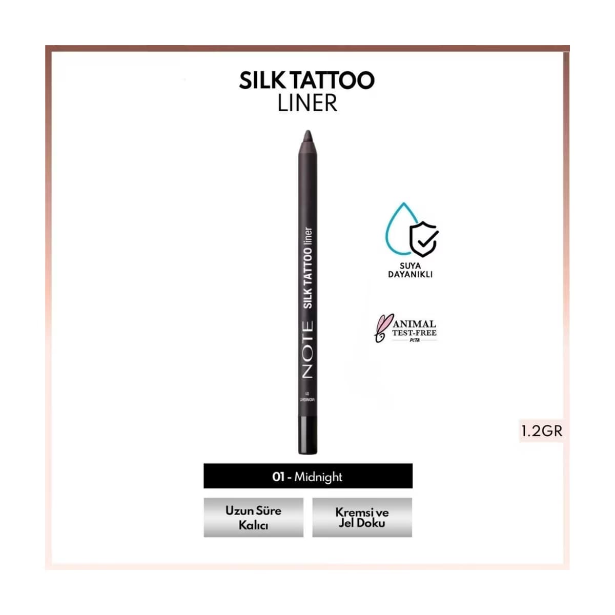 Note Silk Tattoo Liner Suya Dayanıklı İpeksi Jel Göz Kalemi 01 Midnight - Gratis