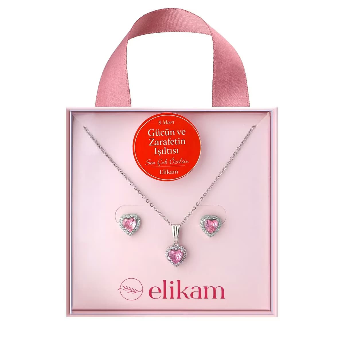 Elikam Kalp Model Kolye ve Küpe Set