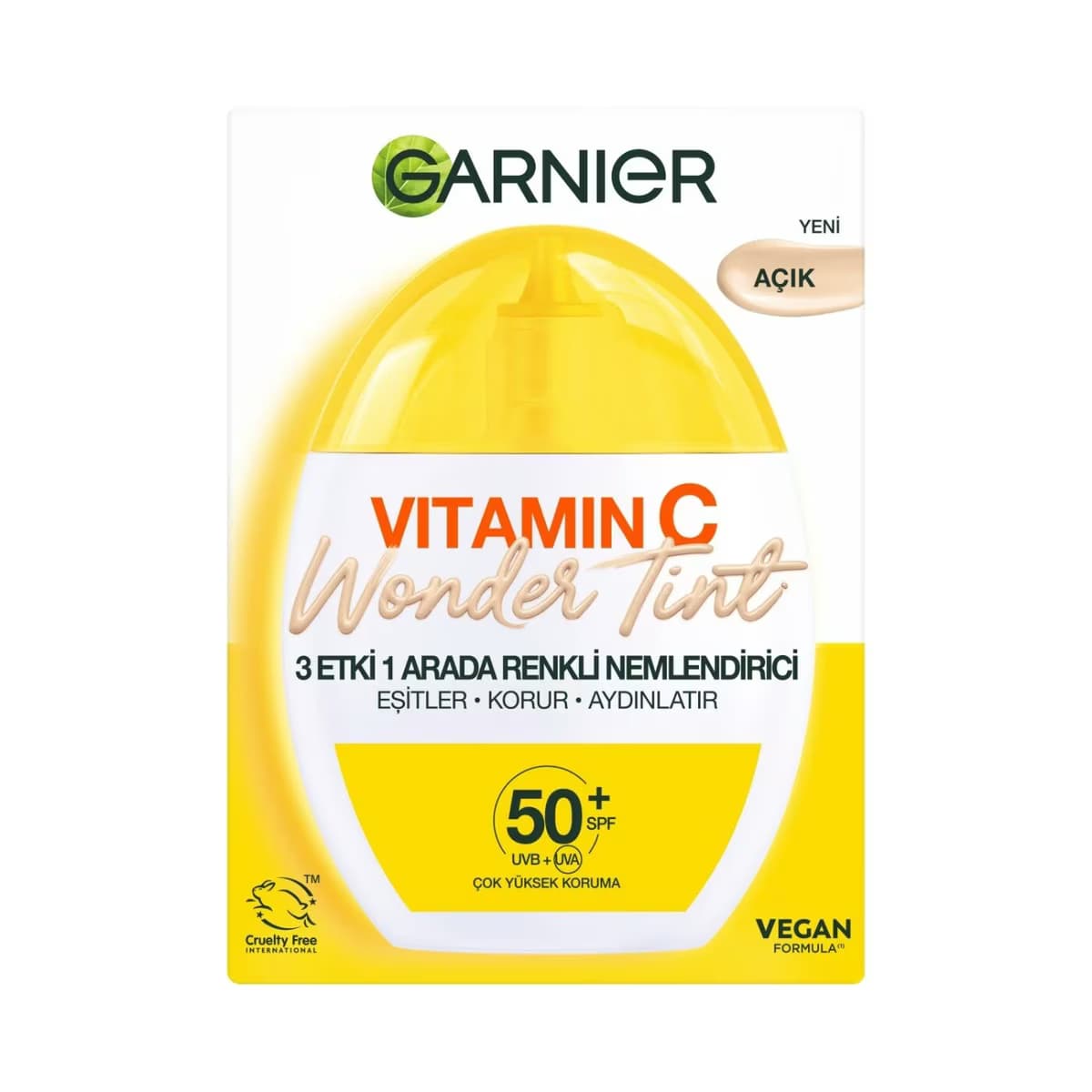 Garnier C Vitamini Wonder Tint 3 Etki 1 Arada Renkli Nemlendirici Açık Ton SPF50 40 ml